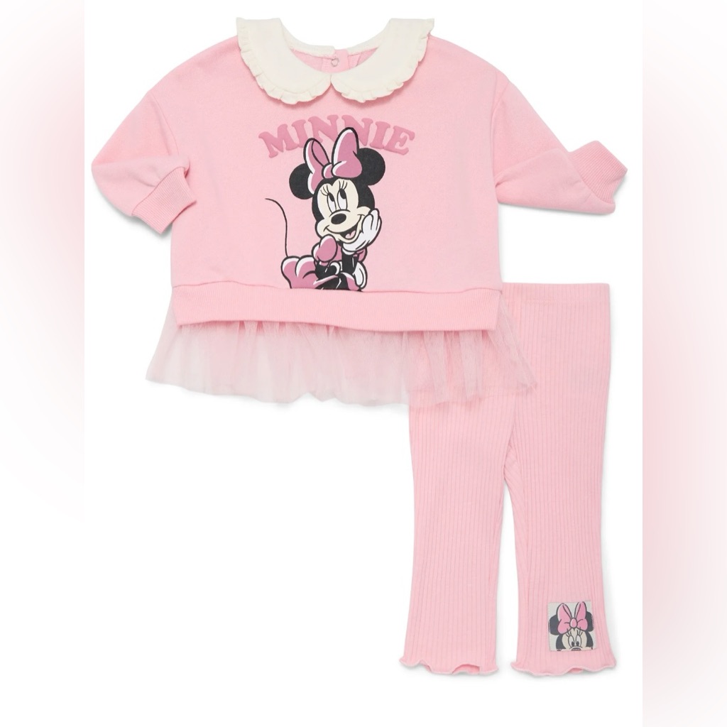 Brand New Minnie Mouse Layered Sweatshirt& Leggings Set, 2-Pc Size: 24 Months